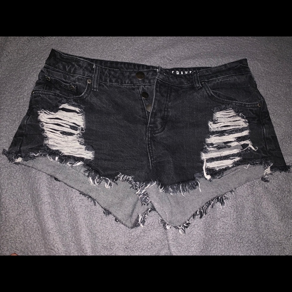 Black mid rise cut offs